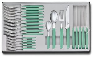 ויקטורינוקס ערכת סכו”ם שוויצרית מודרנית, 24 חלקים, בצבע מנטה Victorinox Swiss Modern Table Set, 24 pieces 6.9096.12.41.24