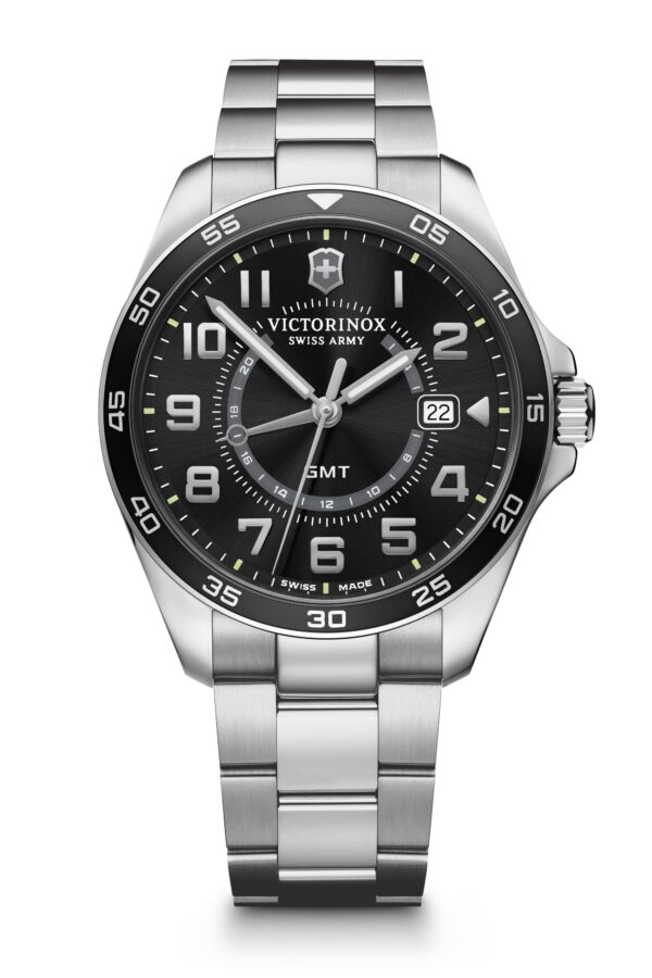 ויקטורינוקס  שוויץ שעון קלאסי אלגנטי שחור FieldForce Classic GMT Victorinox swiss army