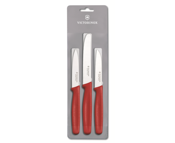 ויקטורינוקס שוויץ סט 3 סכיני ירקות אדום Victorinox 5.1111.3