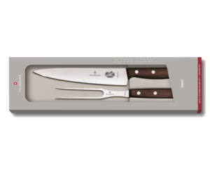 ויקטורינוקס שוויץ סט סכין שף ומזלג ידית עץ Rosewood  Victorinox 5.1020.2G