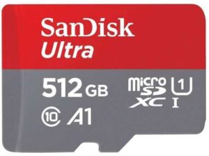 כרטיס זיכרון סנדיסק קלאס SDSQUA4-512G-GN6MN SanDisk Ultra microSDHC 512GB,120MB/s  A1 Class 10 UHS-I