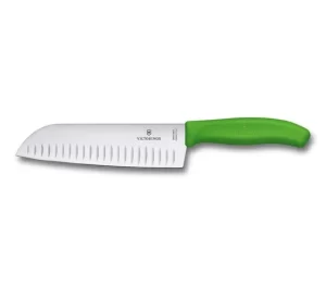 ויקטורינוקס סכין סנטוקו להב מחורץ ירוק Victorinox SwissClassic Santoku Knife, fluted edge green 6.8526.17L4B