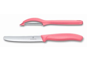 ויקטורינוקס סט סכין ירקות וקולפן שוויצרי אוניברסלי בצבע ורוד פסטל  6.7116.2112 Victorinox