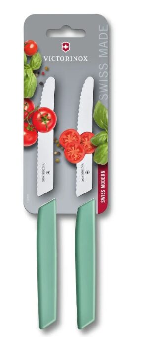 ויקטורינוקס זוג סכיני ירקות ושולחן בידיות חדשות מנטה שוויץ  6.9006.11.41.0 Victorinox