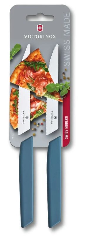 ויקטורינוקס זוג סכיני סטייק ופיצה בידיות חדשות כחול שוויץ Victorinox 6.9006.12.2.0