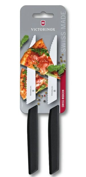 ויקטורינוקס זוג סכיני סטייק ופיצה בידיות חדשות שחור שוויץ Victorinox 6.9003.12WB