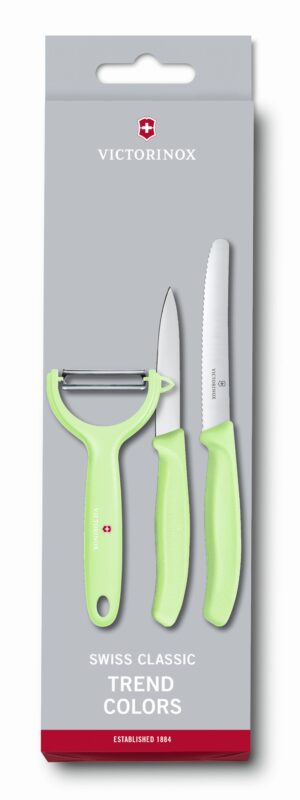 ויקטורינוקס סט סכינים וקולפן בצבע מנטה Victorinox 6.7116.3342