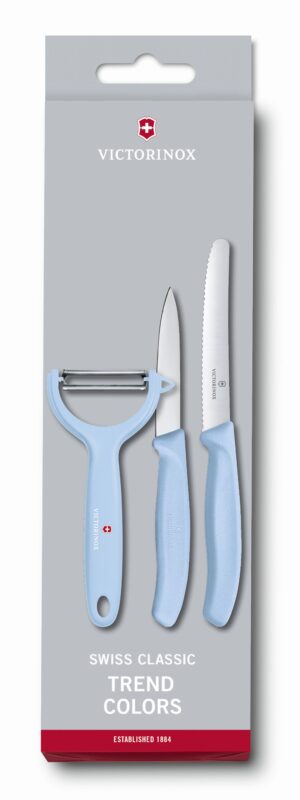 ויקטורינוקס סט סכינים וקולפן בצבע כחול Victorinox 6.7116.3322