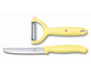 ויקטורינוקס סט סכין עגבניות וקולף קיווי בצבע צהוב פסטל Victorinox 6.7116.2382
