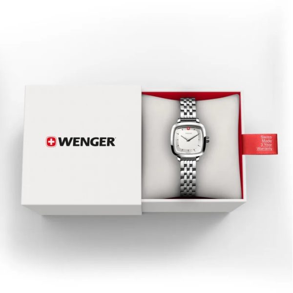 ⁦ונגר שוויץ שעון נשים לוח לבן קווארץ 27 מ”מ Vintage Classic wenger⁩ – תמונה ⁦2⁩