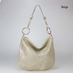 אקווילה תיק עור רצועת כתף בז' איטלקי מיוצר באיטליה מעור וורה פלא Beige