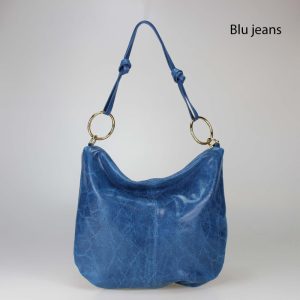 אקווילה תיק עור רצועת כתף כחול ג'ינס איטלקי מיוצר באיטליה מעור וורה פלא Blue jeans