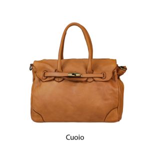 אקווילה תיק עור משובץ רצועת כתף אבן סטון מיוצר באיטליה מעור וורה פלא Taupe