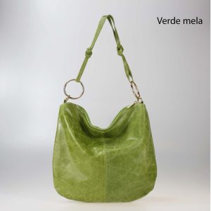 אקווילה תיק עור רצועת כתף ירוק איטלקי מיוצר באיטליה מעור וורה פלא Verde mela