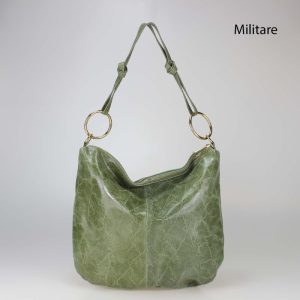 אקווילה תיק עור רצועת כתף ירוק צבאי איטלקי מיוצר באיטליה מעור וורה פלא militare
