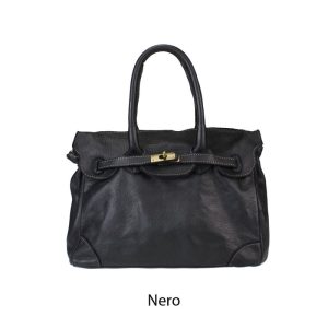 אקווילה תיק עור רצועת כתף שחור מיוצר באיטליה מעור וורה פלא Nero