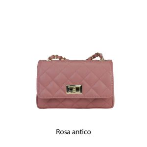 אקווילה תיק עור רצועת כתף ורוד איטלקי מיוצר באיטליה מעור וורה פלא Rosa Antica