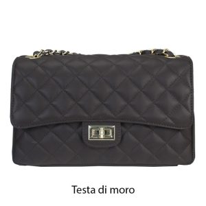 אקווילה תיק עור רצועת כתף חום כהה איטלקי מיוצר באיטליה מעור וורה פלא Testa De Moro