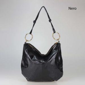 אקווילה תיק עור רצועת כתף שחור איטלקי מיוצר באיטליה מעור וורה פלא Nero