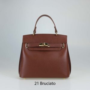 אקווילה תיק עור רצועת כתף חום כהה איטלקי מיוצר באיטליה מעור וורה פלא Bruciato