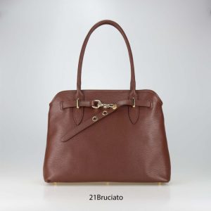 אקווילה תיק עור רצועת כתף חום כהה איטלקי מיוצר באיטליה מעור וורה פלא Bruciato