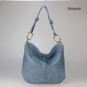 אקווילה תיק עור רצועת כתף תכלת איטלקי מיוצר באיטליה מעור וורה פלא Azzurro