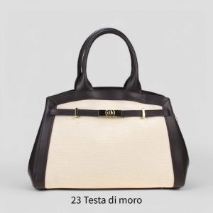 אקווילה תיק עור רצועת כתף חום כהה איטלקי מיוצר באיטליה מעור וורה פלא Testa di moro