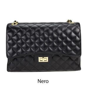 אקווילה תיק עור רצועת כתף שחור איטלקי מיוצר באיטליה מעור וורה פלא Nero