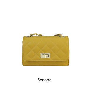 אקווילה תיק עור רצועת כתף חרדל איטלקי מיוצר באיטליה מעור וורה פלא Senape