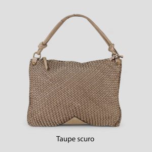 אקווילה תיק עור משובץ רצועת כתף ותיק גב אבן סטון כהה מיוצר באיטליה מעור וורה פלא Taupe scuro