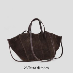 אקווילה תיק עור רצועת כתף חום כהה איטלקי מיוצר באיטליה מעור וורה פלא Testa di moro