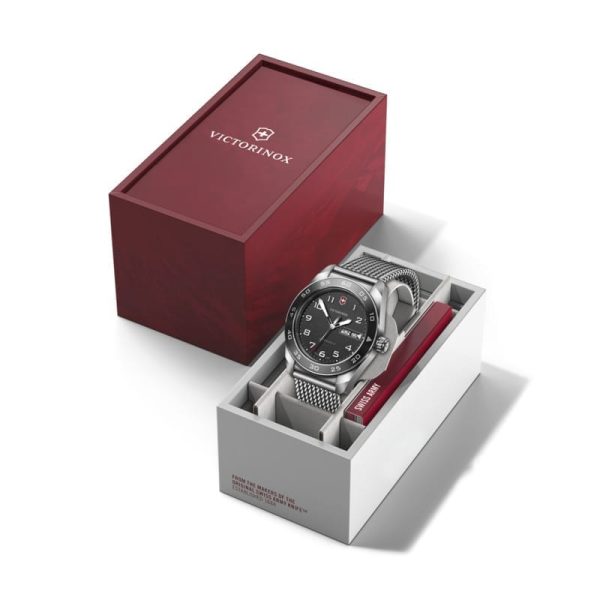 ⁦ויקטורינוקס שעון סוויס ארמי קוורץ victorinox black watch quartz Swiss Army רצועת מתכת לוח שחור 42 מ”מ⁩ – תמונה ⁦3⁩