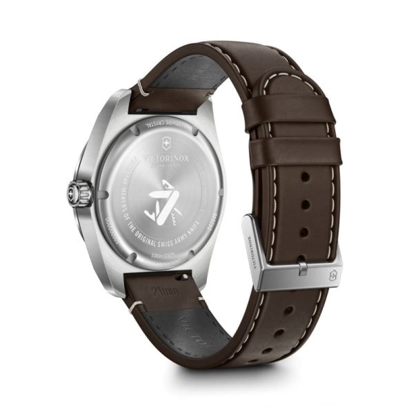 ⁦ויקטורינוקס שעון סוויס ארמי קוורץ victorinox blue watch quartz Swiss Army רצועת עור חומה לוח כחול 42 מ”מ⁩ – תמונה ⁦4⁩
