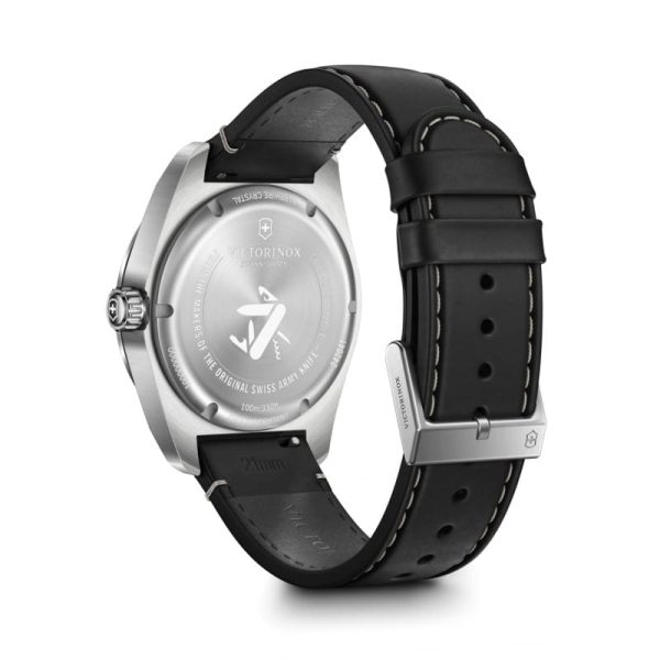 ⁦ויקטורינוקס שעון סוויס ארמי קוורץ victorinox black watch quartz Swiss Army רצועת עור שחורה לוח שחור 42 מ”מ⁩ – תמונה ⁦4⁩