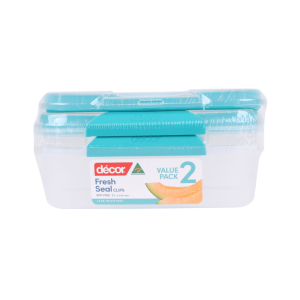 סט קופסאות אחסון למזון 2 ליטר Fresh Seal Clips מלבניות