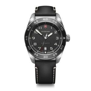 ויקטורינוקס שוויץ Victorinox שעון אוטומטי רצועת עור שחורה לוח שחור 42 מ”מ | מקט: 242044