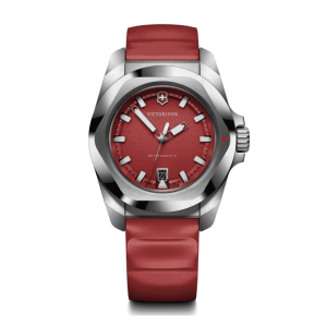 ויקטורינוקס שוויץ Victorinox שעון I.N.O.X QUARTZ רצועת גומי אדומה לוח אדום 41 מ מ | מקט: 242029